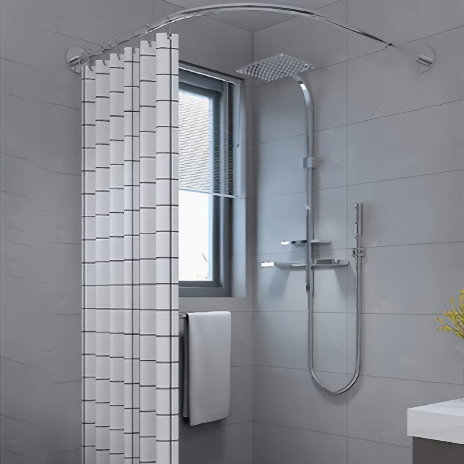 Barra de Cortina para Ducha Ajustable de Acero Inoxidable, Montaje en Pared Sin Taladro, Accesorio Duradero y Elegante con Acabado Brillante, Perfecto para Duchas y Tiendas de Ropa, Regalo Ideal de Año Nuevo, Colgador Versátil, Aspecto Esbelto, Instalaci