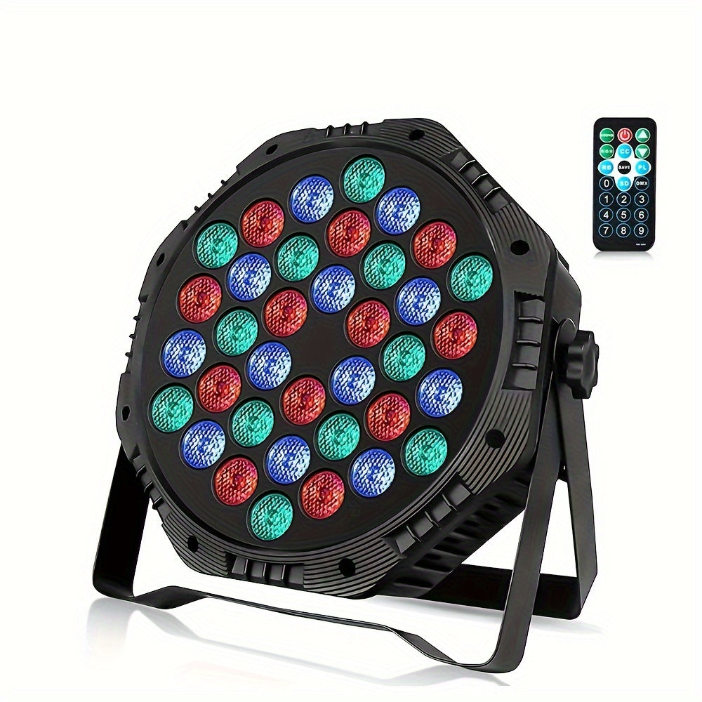 Luces de escenario LED - Luces de DJ Par, luces de fiesta RGB, iluminación de 7 colores con sonido activado, control remoto y DMX, iluminación DJ perfecta para regalos de Navidad, oficina de vacaciones, dormitorio, hotel, fiesta, decoración de restaurant