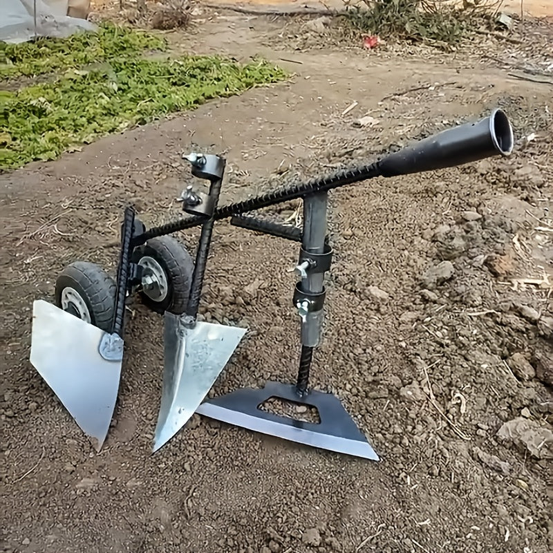 Herramienta de jardín de 3 en 1 de alta resistencia para labranza, desmalezamiento y suelto de tierra - Blindaje metálico para todas las estaciones con diseño de rueda ergonómica y anti-rust, perfecto para pequeñas granjas/césped/jardines - Regalo ideal