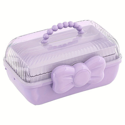 1 Unidad, Caja De Almacenamiento Linda Y De Estilo De Caricatura, De Horquillas Para El Cabello Y Cosméticos, Organizador De Gran Capacidad De Múltiples Capas, Caja De Joyería Transparente, Suministros De Almacenamiento