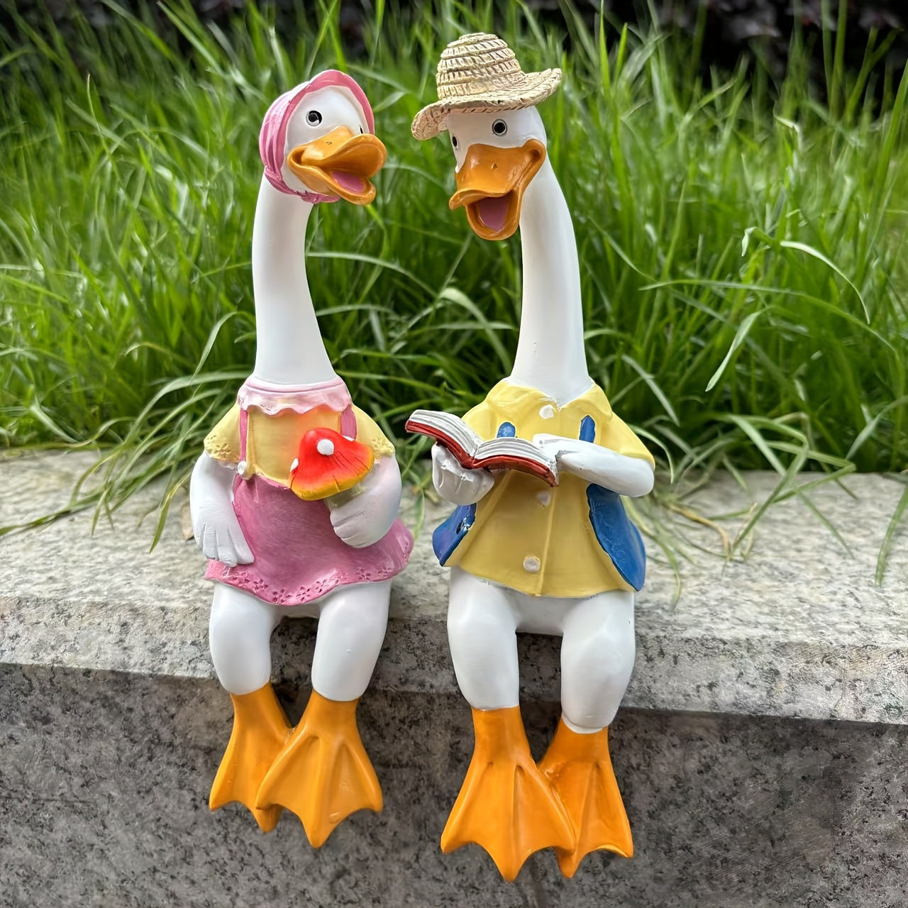 Encantadoras figuras de pata de resina de pato, ideal para decoración de jardín al aire libre, patio, villa y escena de granja, con detalles pintados a mano, para uso interior y exterior.