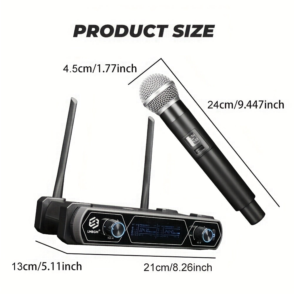 Sistema de Micrófono Inalámbrico Dual LMBGM con Voz HD, Rango de 30m, Transmisión Estable - Ideal para KTV, Karaoke Familiar y Actuaciones Escénicas, 110V-130V, Jack de 6.35mm, Equipo de Audio Portátil|Equipo de Audio Profesional|Transmisión de Audio Est
