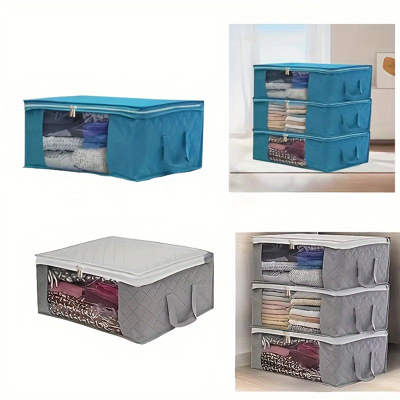 3 piezas, bolsa plegable para almacenar ropa y ropa de cama, con asa reforzada resistente, cierre resistente, ventana transparente, ideal para edredones, cobijas y sábanas