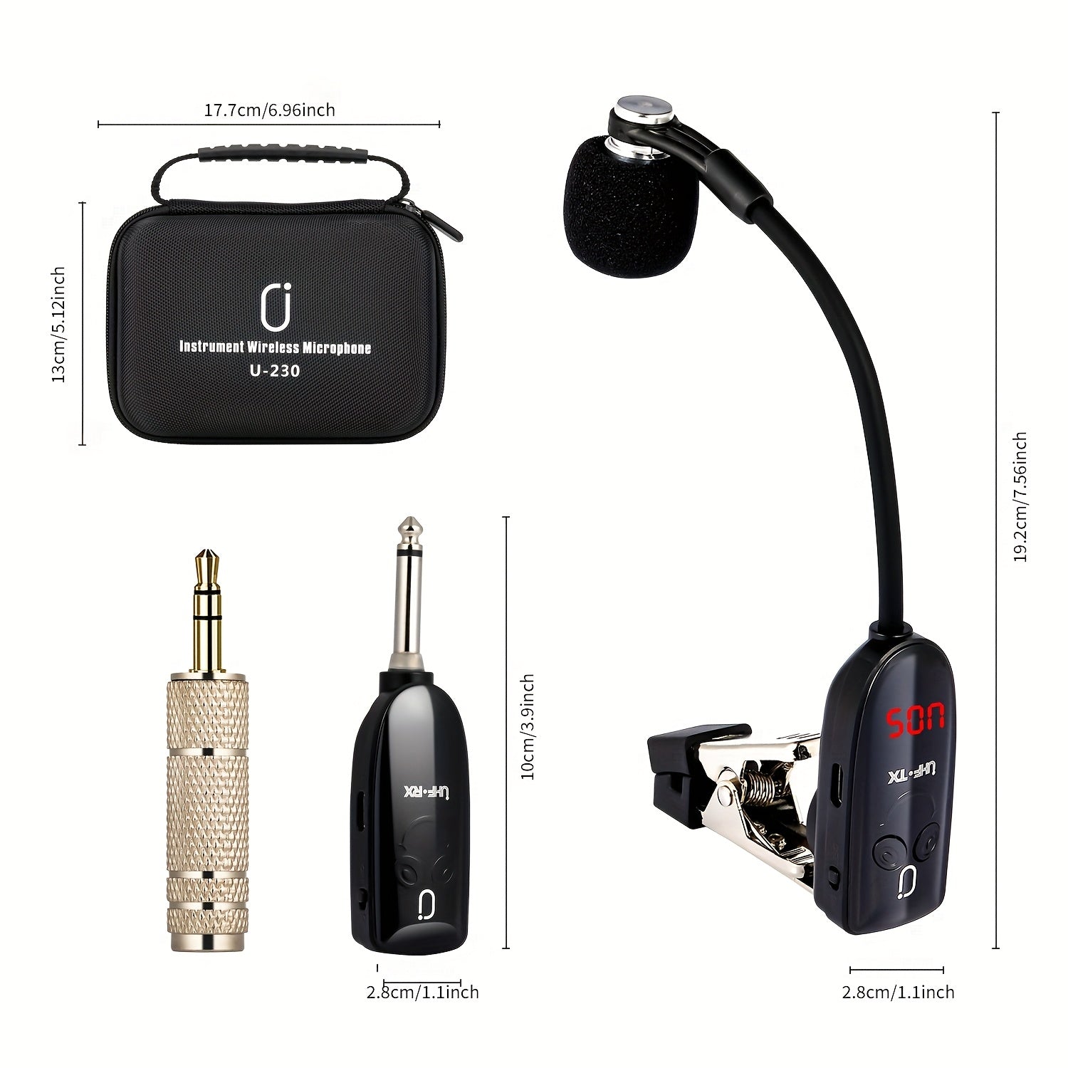 2025 (Mejor Vendedor) Micrófono Inalámbrico UHF para Saxofón, Adecuado para Escenarios y Actuaciones al Aire Libre, Micrófono Inalámbrico para Saxofón, Diseñado para Saxofones, Trumpeta Clip-On, Micrófono para Instrumentos, Incluye Receptor, Plug and Pla