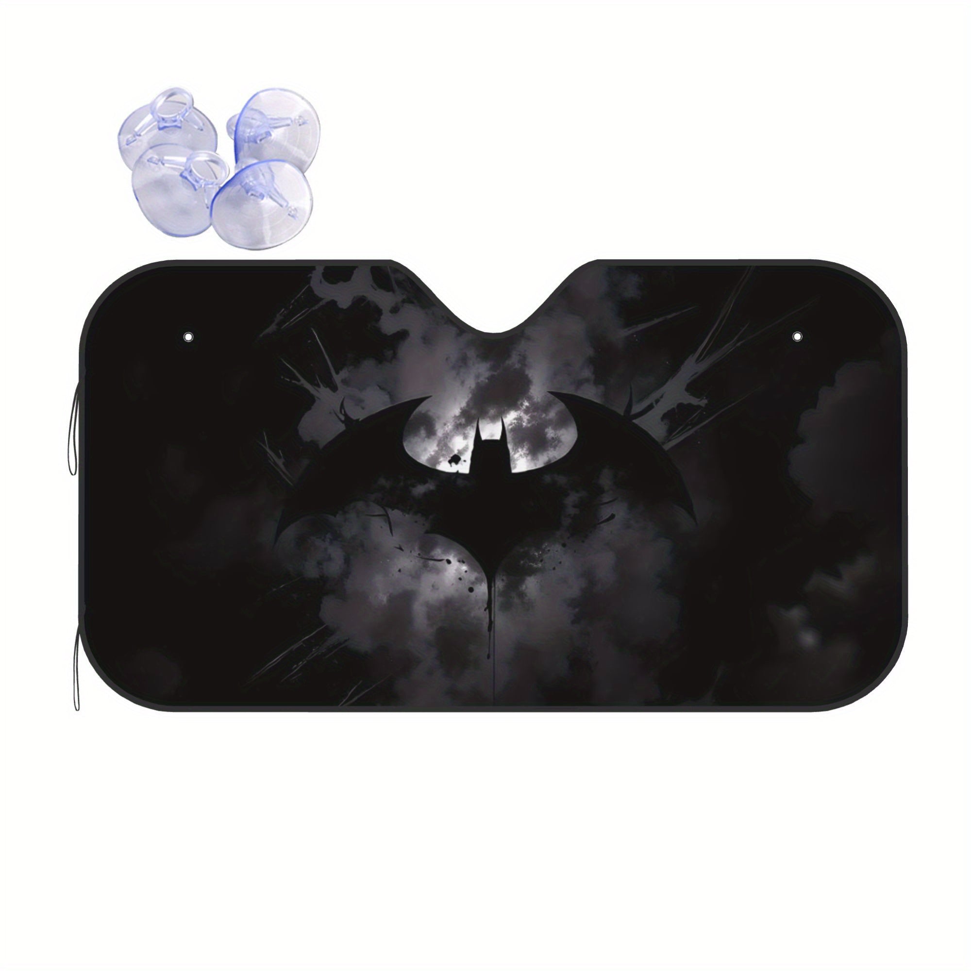 Paraguas solar plegable de Batman de Warner Bros. | Cubierta de parabrisas estilo dibujos animados con material de poliéster | Visera de coche premium con bloqueo de UV | Mantiene la temperatura fresca del habitáculo | Accesorio automotriz unisex (instal