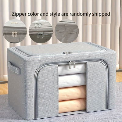 1pc Caja de Almacenamiento Plegable Sencilla, Bolsa con Cremallera de Gran Capacidad, Organizador Ligero Antipolvo para Armario, Caja Multifuncional para Ropa, Almacenamiento Debajo de la Cama