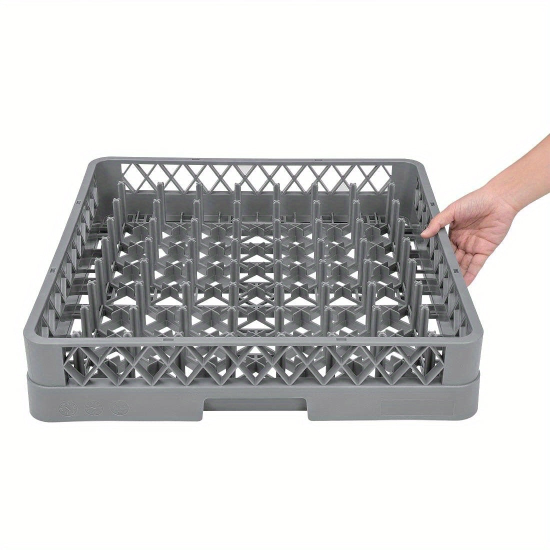 Rejilla para Lavavajillas de Platos, Cesta de Polipropileno con 25 Soportes para Platos y Bandejas Pequeñas hasta 46cm, Azul Grisáceo, Largo 50cm, Ancho 50cm, Altura 10cm