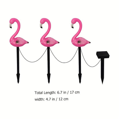 3 piezas de luces solares de flamenco para césped, IPX4 para decoración exterior de porches de jardín, regalo ideal para mejorar la atmósfera exterior para patio, patio, césped y jardín.