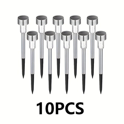 10/12 piezas de luces solares para exteriores, luces decorativas para exteriores de acero inoxidable, adecuadas para iluminación de paisajes exteriores de patios, césped, caminos, terrazas, garajes, jardines y otras ocasiones, decoración de senderos para