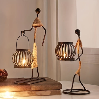 1 Pieza, Candelabro De Metal Con Diseño De Personaje De Mujer, Decoración Navideña, Candelabro Navideño