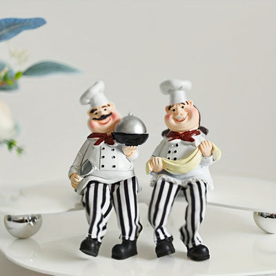 Juego de 2 piezas de decoración con resina para chef en pareja - Decoración moderna para el hogar, restaurante occidental y pastelería, tema creativo para cocina y café, regalos originales