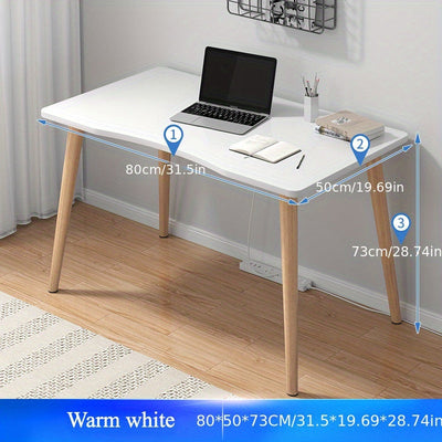 Escritorio Moderno Escandinavo para Oficina en Casa, Patas de Madera Maciza, Estructura Base de Madera Duradera, Tipo Madera Dura, No Eléctrico, Adecuado para Varios Tipos de Habitaciones