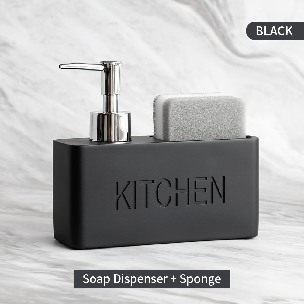 Dispensador de jabón multifuncional, botella de loción con portaesponja, dispensador de jabón líquido para baño, botella recargable práctica para lavabo, accesorios de baño