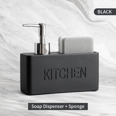 Dispensador de jabón multifuncional, botella de loción con portaesponja, dispensador de jabón líquido para baño, botella recargable práctica para lavabo, accesorios de baño