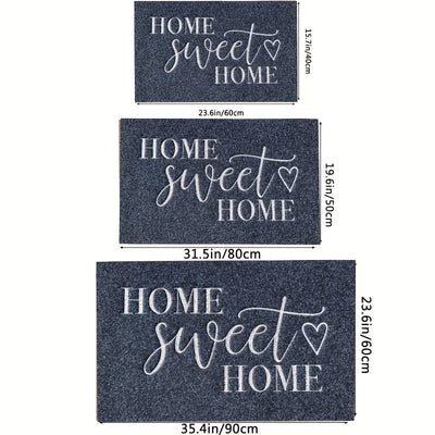 Tapete de bienvenida Hogar Dulce Hogar – Tapete azul acogedor con letras blancas, poliéster lavable a máquina, ideal para entrada, cocina, sala o dormitorio, tapete de bienvenida para interiores | Detalle acogedor para el hogar | Tapete lavable a máquina