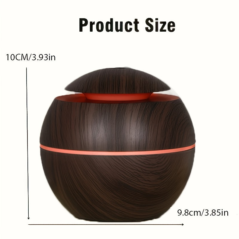 1pc YAIAWISU Humidificador de madera hueca LED, difusor de aceite esencial con luz nocturna de 7 colores, mini niebla fría automática apagada para oficina, hogar, dormitorio - Libre de alcohol