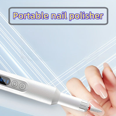 Kit de Amoladora Eléctrica Portátil para Uñas con 6 Cabezales - Herramienta Profesional para Manicura, Eliminación de Gel y Limado en Color Beige Claro