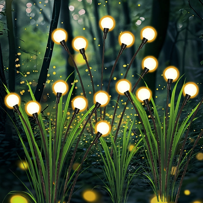 Luces solares de jardín LED, luces solares exteriores IP44, luces solares tipo luciérnaga, luces solares oscilantes para decoración de terraza y pasillo del jardín (blanco cálido)