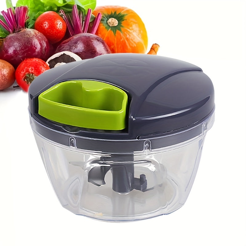 Procesador de Alimentos Manual Redondo - Triturador de Verduras Portátil, Picador de Ajo, Cortador de Cebolla para Frutas, Nueces, Hierbas - Sin Necesidad de Electricidad, Capacidad Inferior a 1L