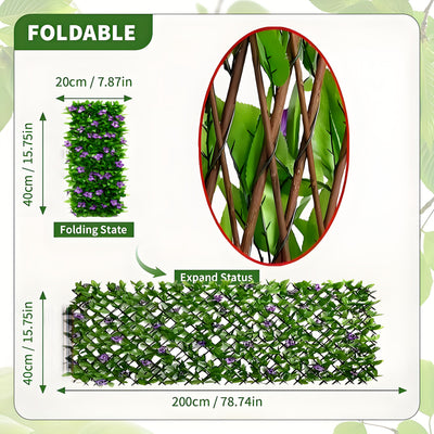 Decoración de pared con hiedra y orquídeas artificiales para cercas de jardín, pantalla ajustable de 19.99 cm a 180.01 cm, ideal para todas las estaciones