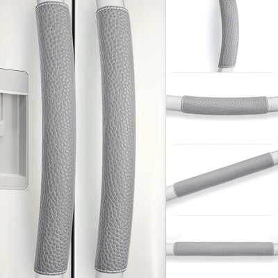 2 Piezas de Fundas Protectoras de Cuero Sintético para Refrigerador, Lavavajillas y Microondas - Antideslizantes, Antiimpacto, Resistentes a Arañazos, Diseño Texturizado, Protección para Manijas de Electrodomésticos, Esenciales del Hogar, Construcción Ro