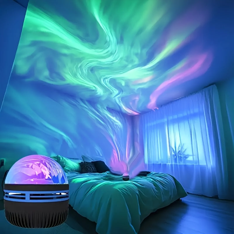 Luces Aurora y Ripple 2 en 1 con control remoto, alimentación USB, portátil, regulable, ideal para iluminación nocturna de dormitorio, decoración de habitaciones, cine en casa, bodas, fiestas y regalos mágicos de proyección