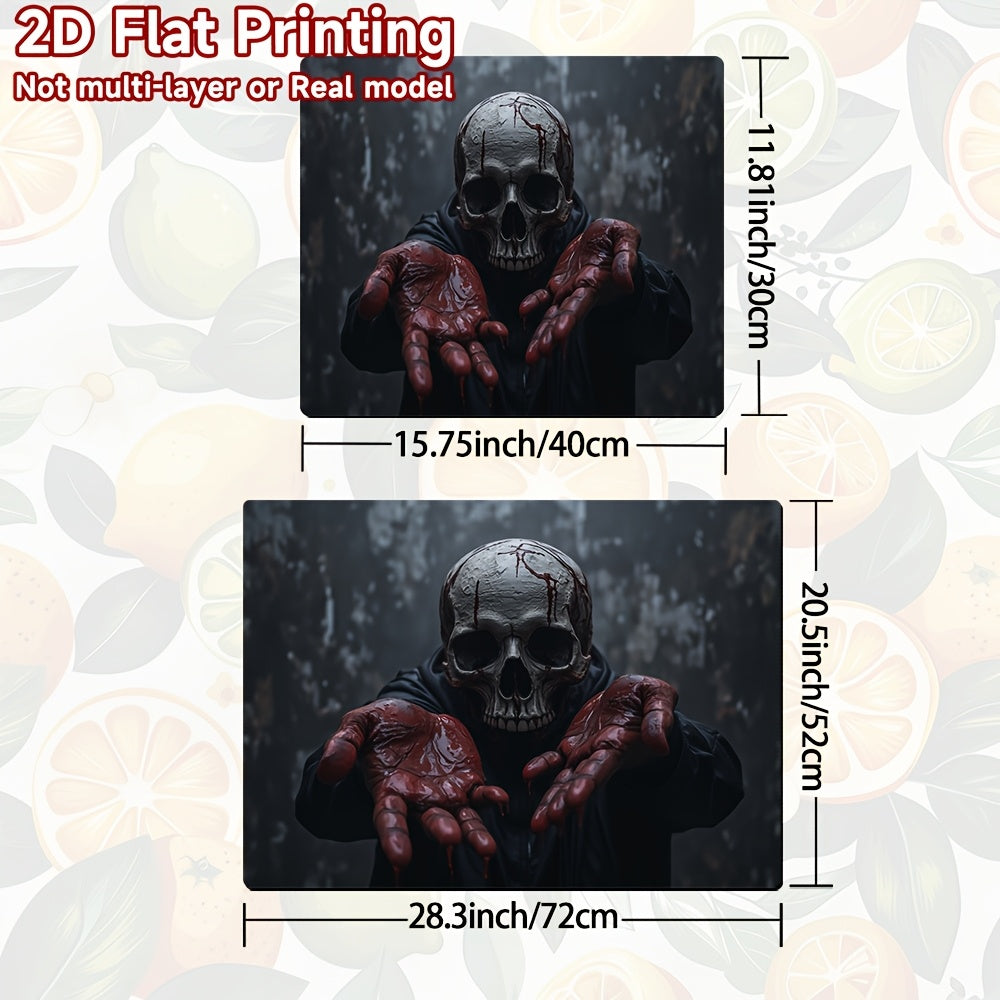 1pc Protector de Cocina para Halloween - Diseño de Calavera Sangrienta y Manos, Alfombrilla Antideslizante para Estufa, Fácil de Limpiar, Decoración Espeluznante para Lavadora, Secadora y Encimera, Accesorio de Hogar, Impresión Plana 2D, Decoración del H