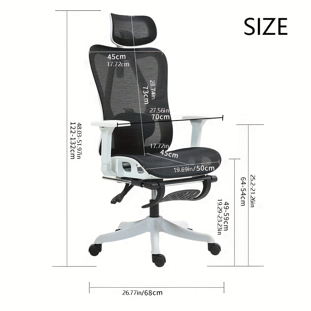 Una silla de oficina ergonómica con reposabrazos retráctiles, soporte lumbar ajustable, ideal para el trabajo en la oficina y el juego.