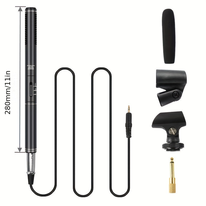 Micrófono de Condensador de Alta Calidad, Microfono de Condensador Profesional de Grado - Audio de Alta Calidad, Soporte de Metal, Cubierta de Espuma a Prueba de Viento, Compatible con Teléfonos Móviles, Cámaras, Cámaras DSLR Digitales, DV - Ideal para E