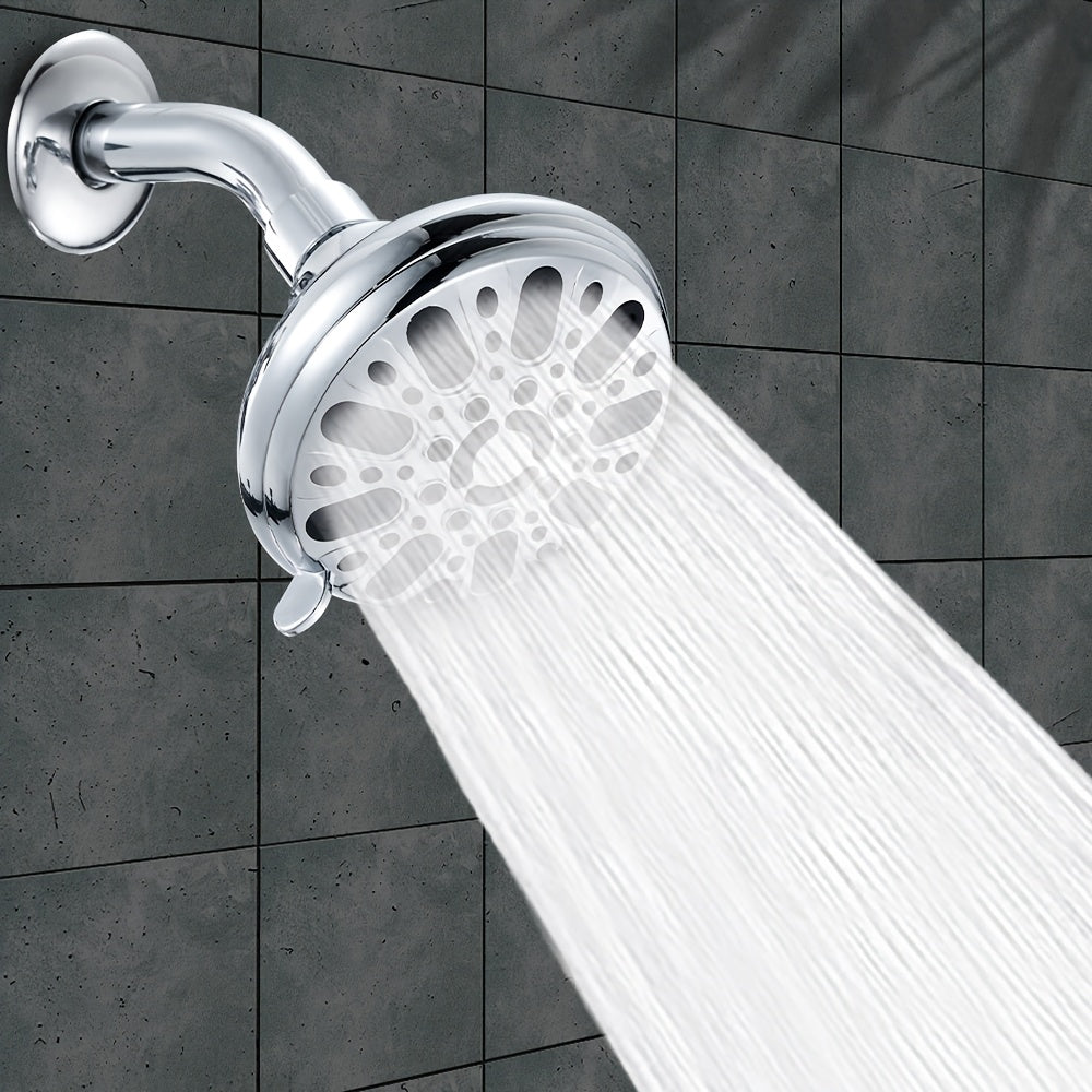 1pc Cabezal de Ducha Vintage de 5 Modos - Montaje en Pared con Acabado Pulido, Construcción de Plástico Duradero & Fácil Instalación para Mejora del Baño, Diseño Redondo Clásico, Distribución Uniforme del Agua