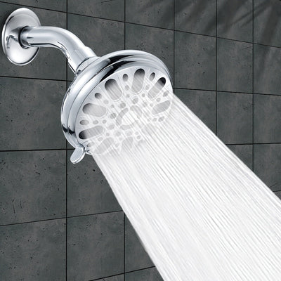 1pc Cabezal de Ducha Vintage de 5 Modos - Montaje en Pared con Acabado Pulido, Construcción de Plástico Duradero & Fácil Instalación para Mejora del Baño, Diseño Redondo Clásico, Distribución Uniforme del Agua