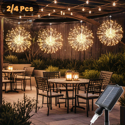 Conjunto de Luces LED Estelares con Energía Solar de 2/4 piezas, 240/480 LED Brillantes, 8 Modos de Iluminación, Blanco Cálido/Multicolor/Blanco - Ideal para Patio, Jardín, Sombrilla y Decoraciones Festivas