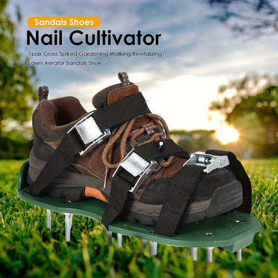 1 Par de Zapatos de Jardín con Uña de 1,65 Pulgadas de Largo - Aerador de Césped de Plástico y Hierro de Alta Resistencia, Punta de Resina Epoxy Autoequilibrada para Suavizar el Turf y la Cosecha de Césped Artificial - Herramienta de Jardín Manual para C