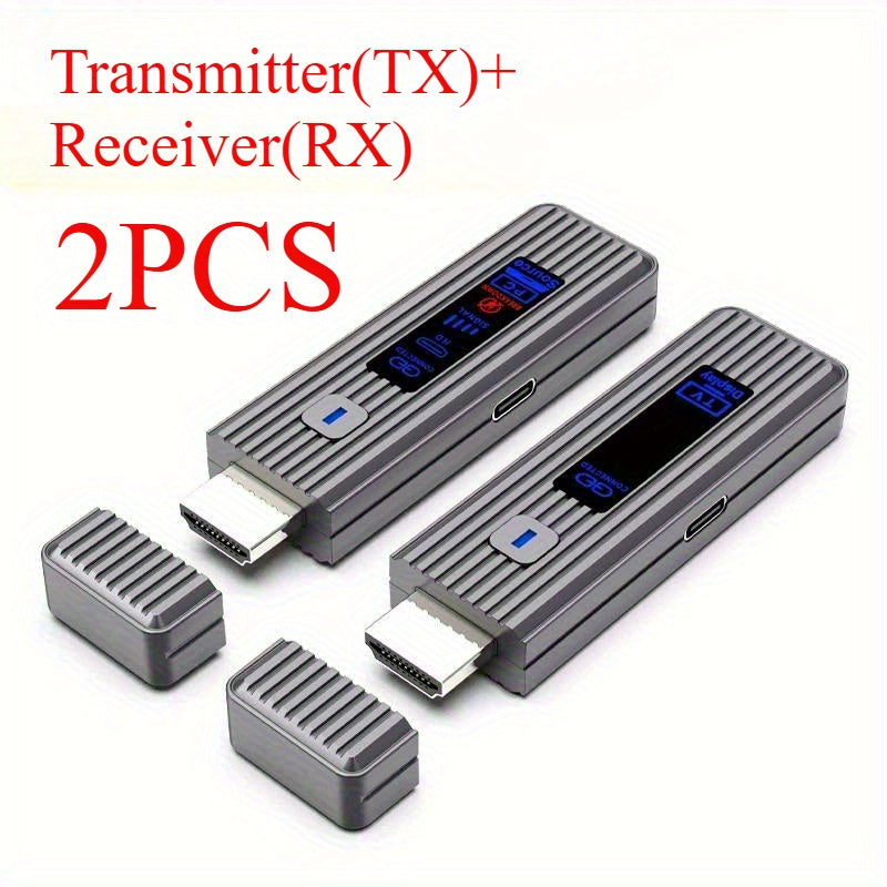 Transmisor y Receptor sin varillas Compatible con HDTV 1080P para Decodificación de Entrada 4K Salida 1080P, Extensor de Pantalla Inalámbrica 50m 8TXs a 1RX Kit Dongle Video Audio TV Stick para Cámara Portátil PC a Proyector Monitor, Plug and Play 2.4G/5