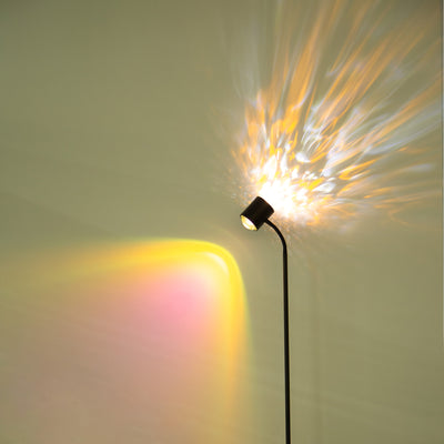 1 lámpara de suelo de luz dual alimentada por USB con altura ajustable y proyección de puesta de sol con ondas de agua - Diseño moderno de metal y vidrio, acabado pulido para sala de estar, dormitorio, estudio - Regalo de decoración del hogar, iluminació