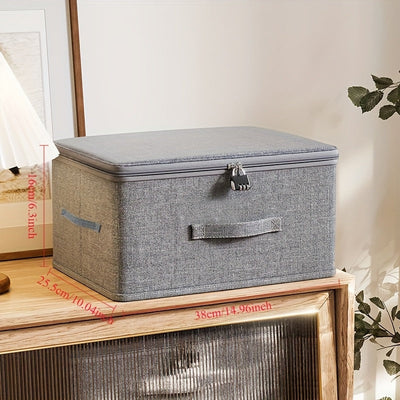 1 caja de almacenamiento de tela grande con asas - Organizador rectangular beige para ropa, juguetes y organización del hogar, estilo cajón con tapa segura, perfecto para dormitorio o sala de estar, organizadores de armarios y almacenamiento