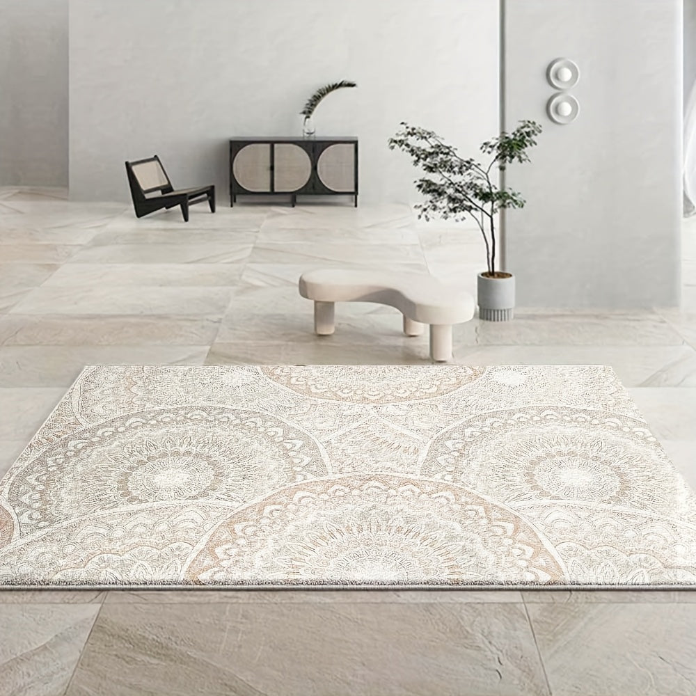 Alfombra de Felpa Retro Antideslizante 852g/m², Suave y Acogedora para Entrada con Diseño Geométrico Simple - Base Antideslizante. Estilo Vintage Lavable a Máquina en Mezcla de Poliéster Ligero, Tejido Plano Rayado para Oficina, Habitación o Jardín - Alf
