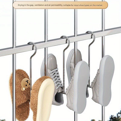 Conjunto de 3 Piezas de Estante para Secar Zapatos en Forma de U de Acero Inoxidable - A Prueba de Viento, Secado Rápido, Ahorro de Espacio con Ganchos Montados en la Pared para Uso Exterior e Interior, Ventilación Vertical para Secado, Estante de Secado