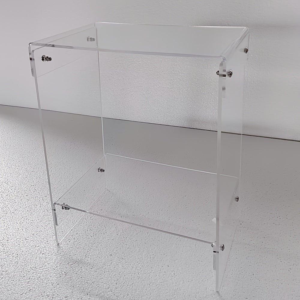 Mesa lateral moderna de acrílico con almacenamiento - Mesa de fin de minimalista transparente para sala de estar, dormitorio, oficina y espacios pequeños, mesa pequeña duradera y elegante, mesa lateral para sala de estar.