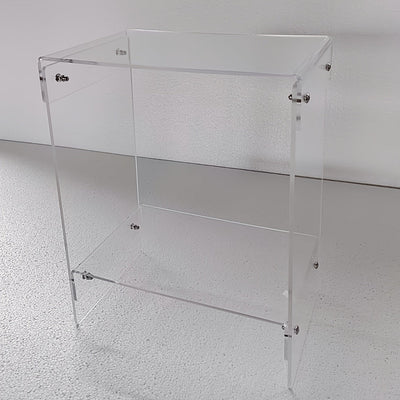 Mesa lateral moderna de acrílico con almacenamiento - Mesa de fin de minimalista transparente para sala de estar, dormitorio, oficina y espacios pequeños, mesa pequeña duradera y elegante, mesa lateral para sala de estar.