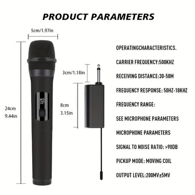 1pc LMBGM Sistema de micrófono inalámbrico para karaoke, micrófono de mano recargable por USB con anti-aullido, conector de 6,35 mm, patrón polar unidireccional, recepción estable de largo alcance, indicador de batería, batería de litio de 800 mAh - Idea