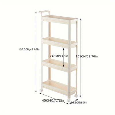 1 Unidad De Estante De Almacenamiento Estrecho Para Condimentos De Cocina, Carrito De Almacenamiento Para Huecos De Refrigerador, Estante De Almacenamiento Móvil Para Espacios Pequeños, Gabinete De Almacenamiento Móvil Para Dormitorio Y Baño, Organizació
