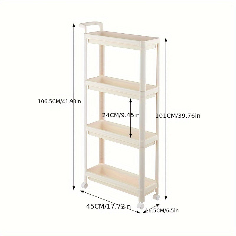 1 Unidad De Estante De Almacenamiento Estrecho Para Condimentos De Cocina, Carrito De Almacenamiento Para Huecos De Refrigerador, Estante De Almacenamiento Móvil Para Espacios Pequeños, Gabinete De Almacenamiento Móvil Para Dormitorio Y Baño, Organizació