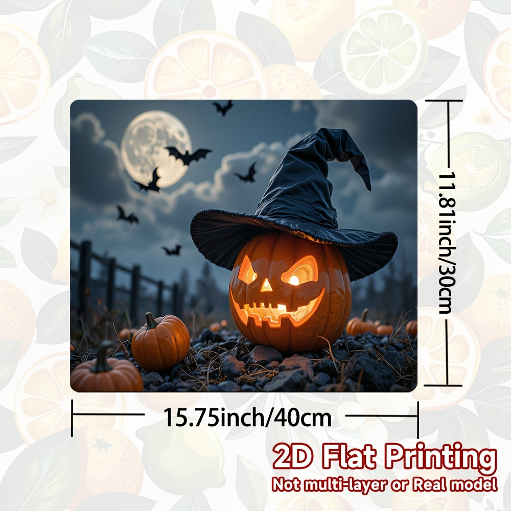 1pc Protector de Estufa para Halloween - Diseño de Sombrero de Bruja y Calabaza, Cubierta Antideslizante para Cocina/Gas/Horno - Decoración Fácil de Limpiar en Poliéster, Adorno Espeluznante para Hogar o Fiestas, Diseño 2D Plano
