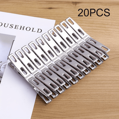 20 Piezas, Pinzas De Acero Inoxidable Para La Ropa, Pinzas Para Ropa Resistentes, Juego, Pinzas De Metal, Pinzas Para Colgar Calcetines, Ropa, Fotos, Sellos Para Alimentos, Pinzas Para Ropa De Exterior Para Evitar Que Su Ropa Se Vuele