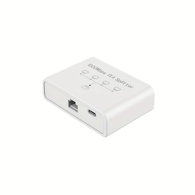 Divisor de red Gigabit Ethernet 1 a 4 - Divisor de red con cable de alimentación USB, adaptador de red de alta velocidad de 1000 Mbps RJ45 para cable Cat 5/5e/6/7/8 [4 dispositivos conectados simultáneamente]