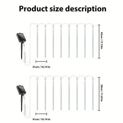 1-Pack Luces Solares de Lluvia Meteórica WELPUR con Encendido/Apagado Automático - Luces de Cadena Solar para Exteriores, IP65 Alta Calidad, para Jardín, Bodas, Navidad, Halloween, Decoraciones de Fiesta - Luces Colgantes con Estación de Carga Solar, Ilu