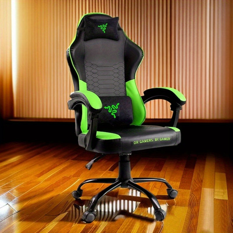 Butaca Ergonómica para Gaming con Ajuste de Altura y Giratorio 360° - Estructura Metálica Resistente, Cojín PU - Para PC, Laptop, Oficina en Casa, eSports - Silla de Escritorio Fácil Montaje, Estética Deportiva