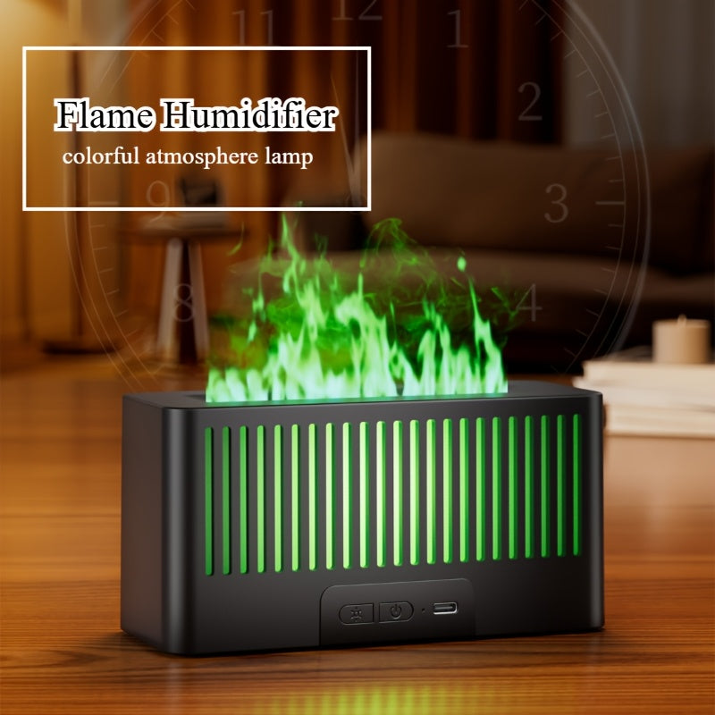 RJJ USB Humidificador de llama, 15-20ml/H Aromaterapia, Luz suave, No deslumbrante, Plástico, para salón, oficina, dormitorio, varios tipos de habitaciones, ≤36V, Humidificador de habitación individual
