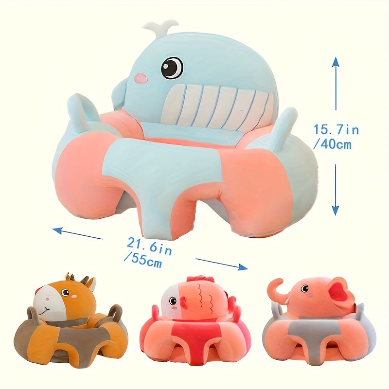 Una silla de bebé con forma de animal, con relleno, para aprender y sentarse, con cojín de sofá suave y acogedor para bebés y niños pequeños, en varios colores.